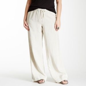 allen allen drawstring wide leg Linen pant